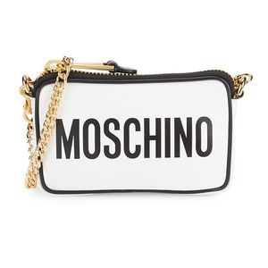 Moschino crossbody leather with black text